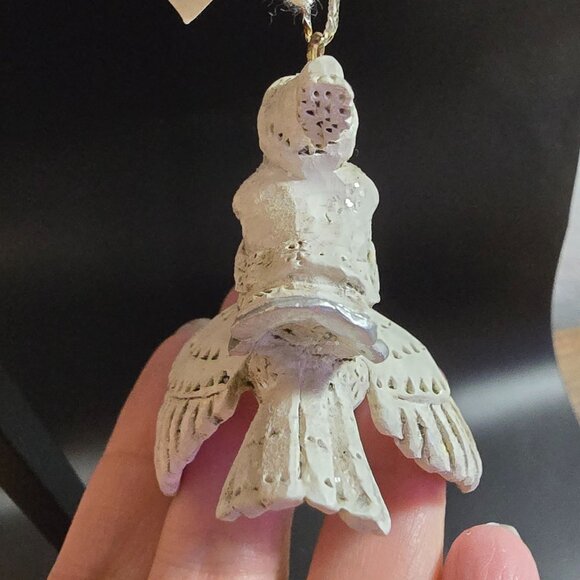 Winter White Santa Riding Woodland Owl Ornament Pam Schifferl Folk Art Midwest - Picture 4 of 12